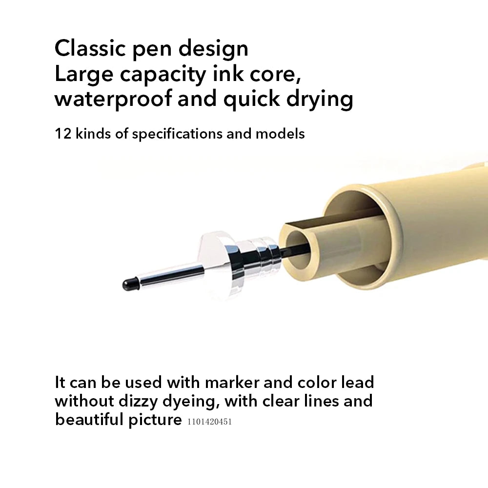 Micron Style Ink Liner Pens for Sketching, Illustrating, Manga-12 Sizes