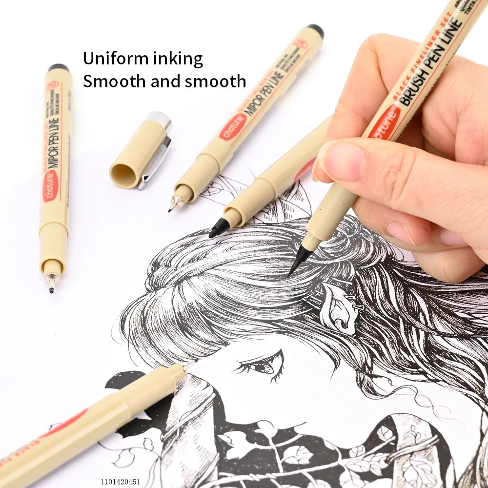 Micron Style Ink Liner Pens for Sketching, Illustrating, Manga-12 Sizes