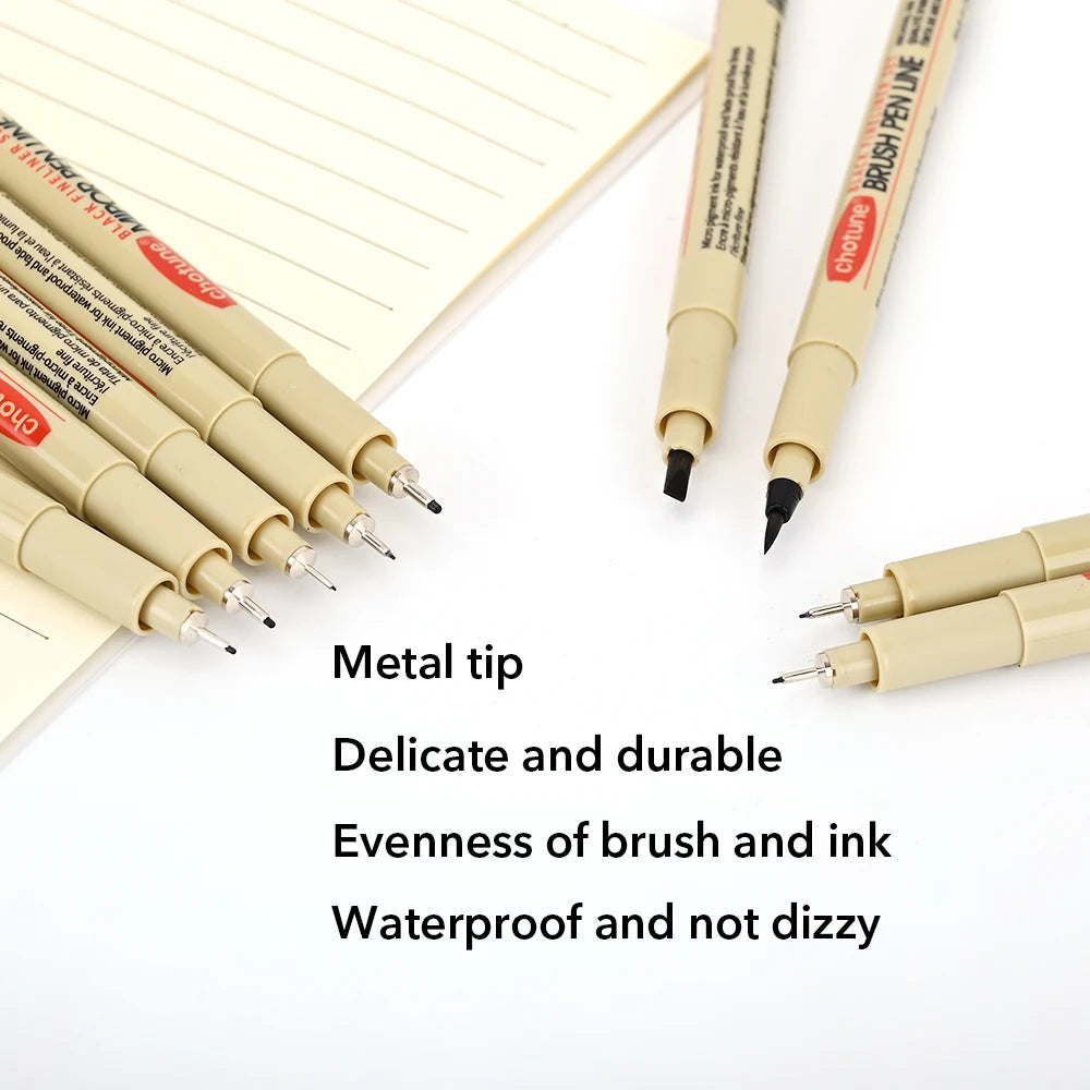 Micron Style Ink Liner Pens for Sketching, Illustrating, Manga-12 Sizes